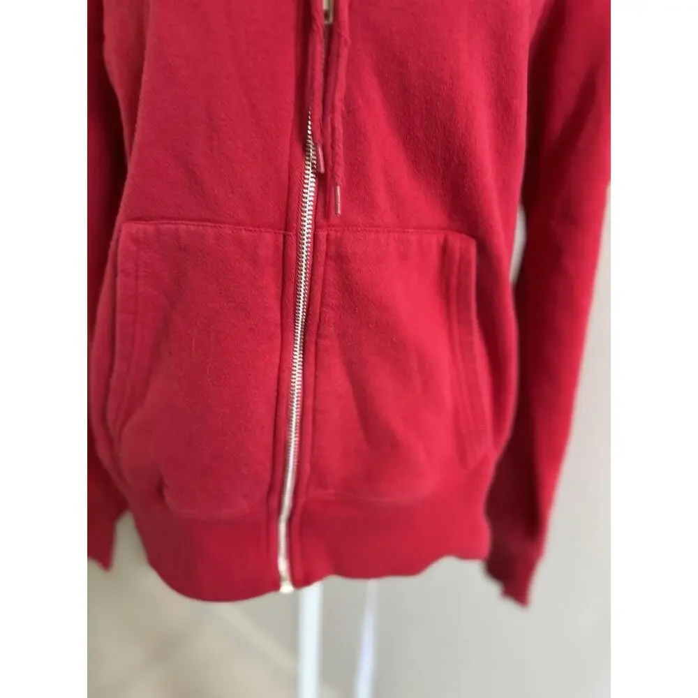True Religion Zip Hoodie Buddha Logo Red Sweatshirt Retro Grunge Skater Core MED